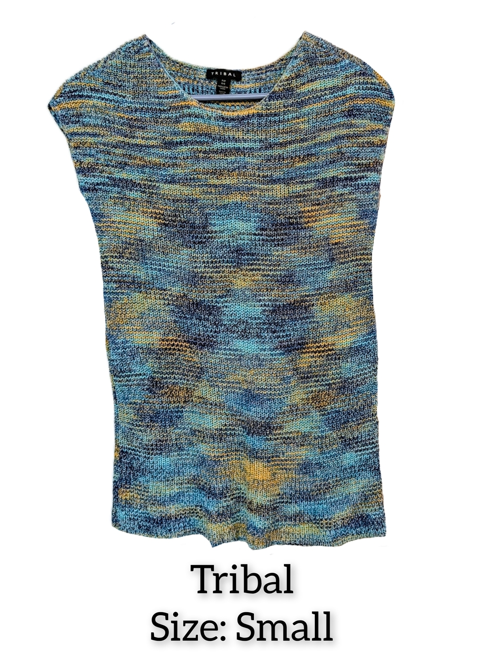 Tribal Multicolor Blue and Yellow Knit Tank Top